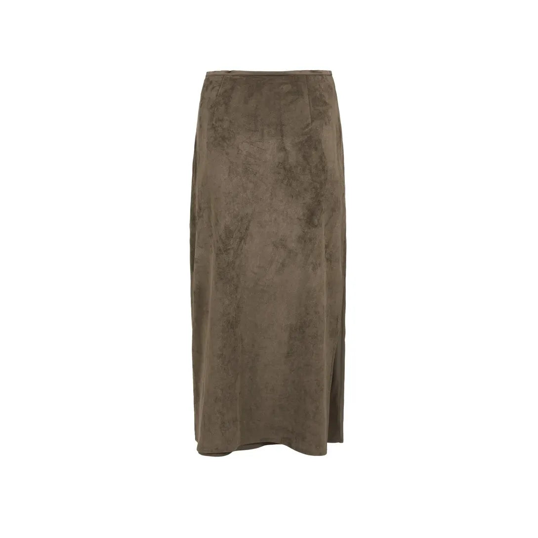 Suedine Midi Skirt