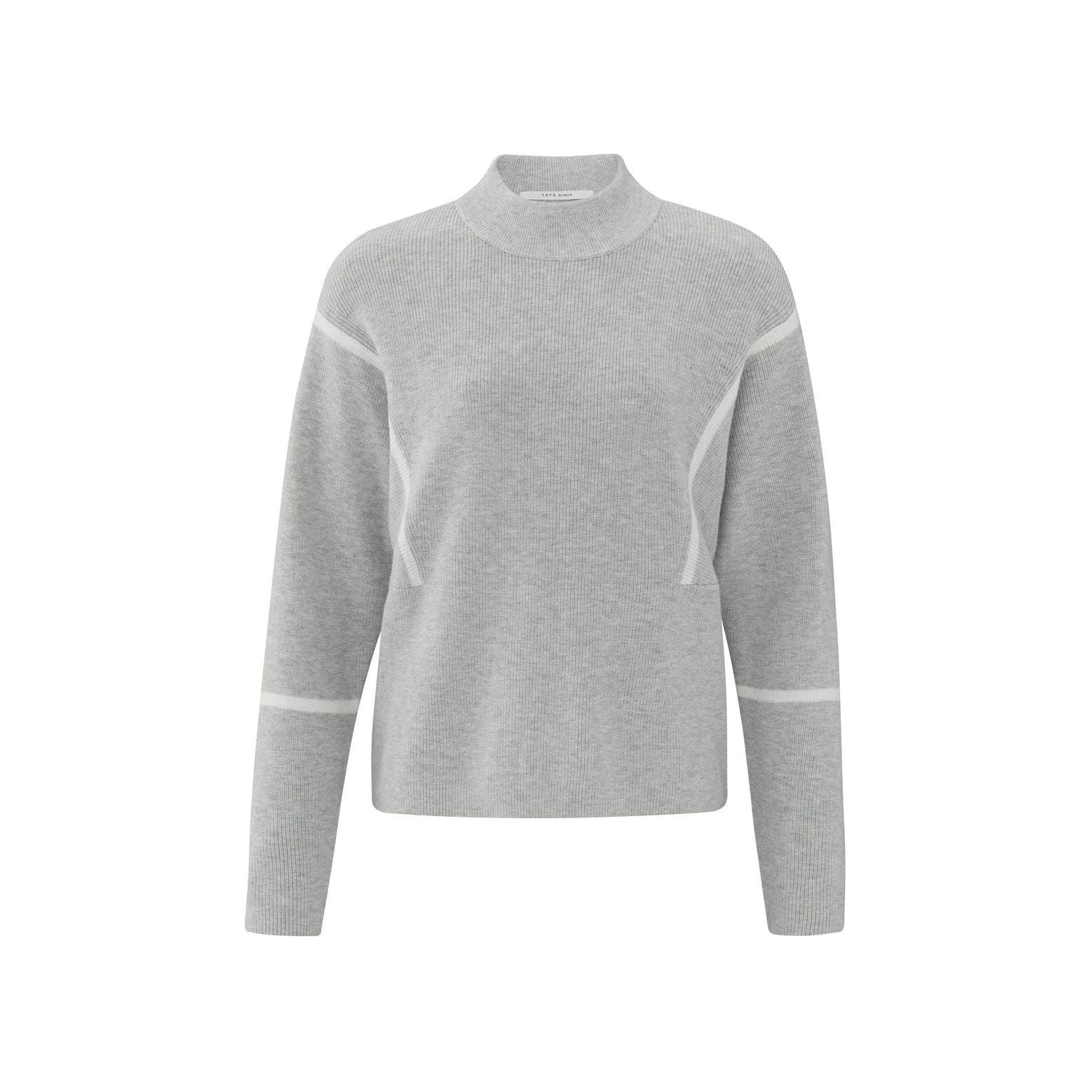 Refined Stripe High-Neck Sweater