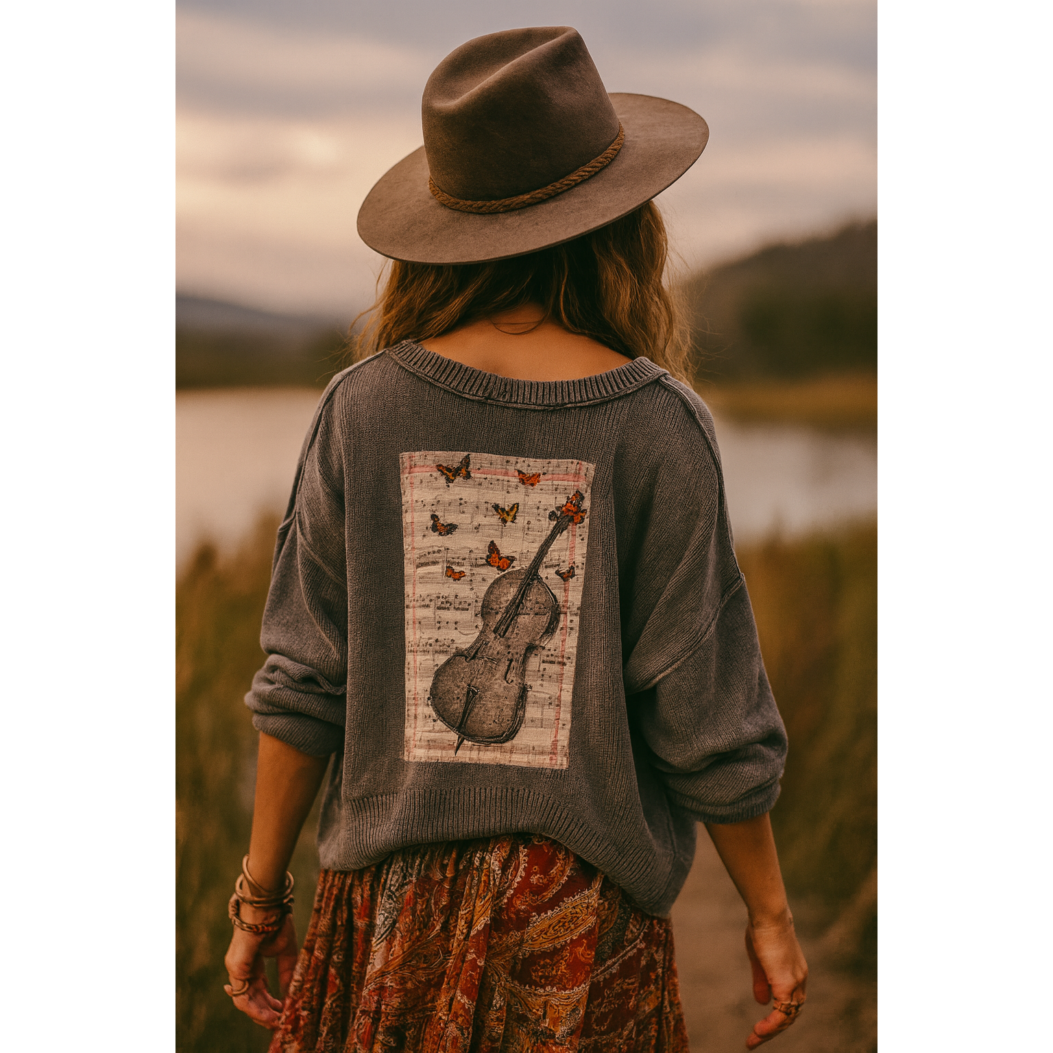 Charcoal Patch Guitar Sweater