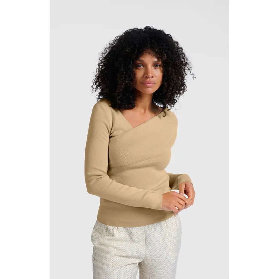 Fitted Sweater with Crossed Shoulder