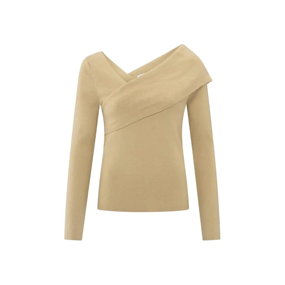 Fitted Sweater with Crossed Shoulder