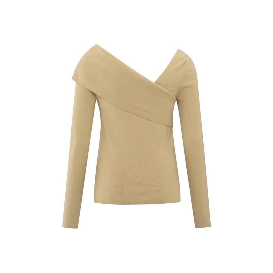 Fitted Sweater with Crossed Shoulder