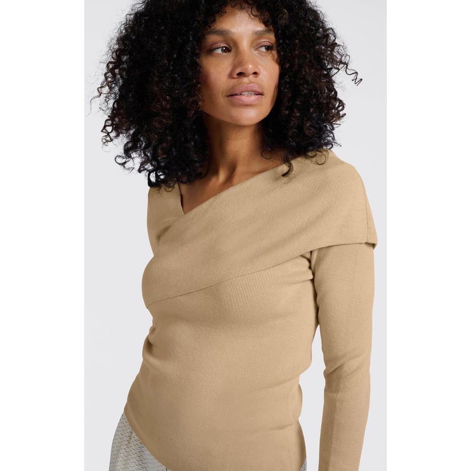 Fitted Sweater with Crossed Shoulder