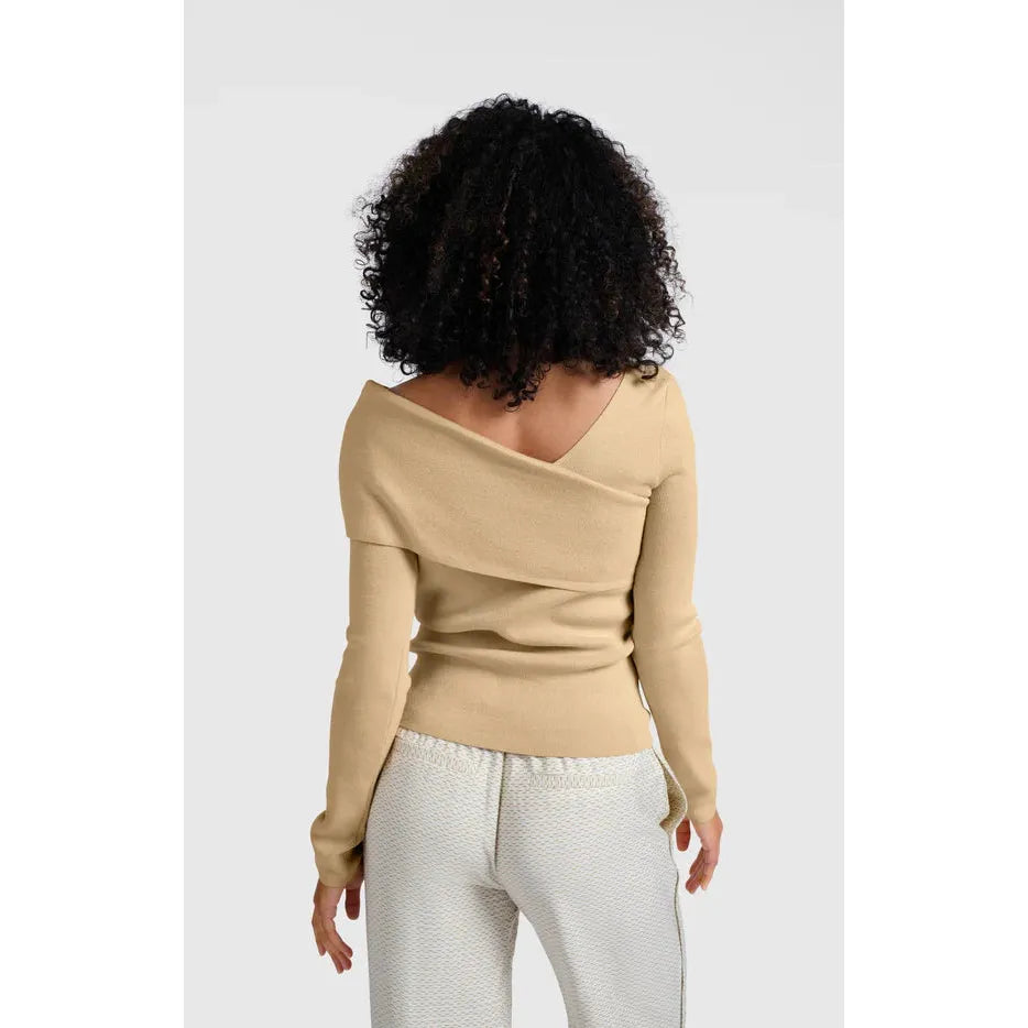 Fitted Sweater with Crossed Shoulder