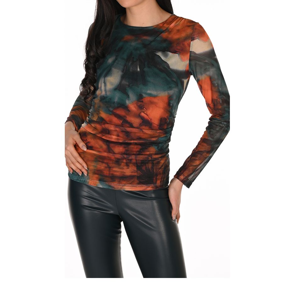 Abstract Print Silky Knit Top – Style 263432