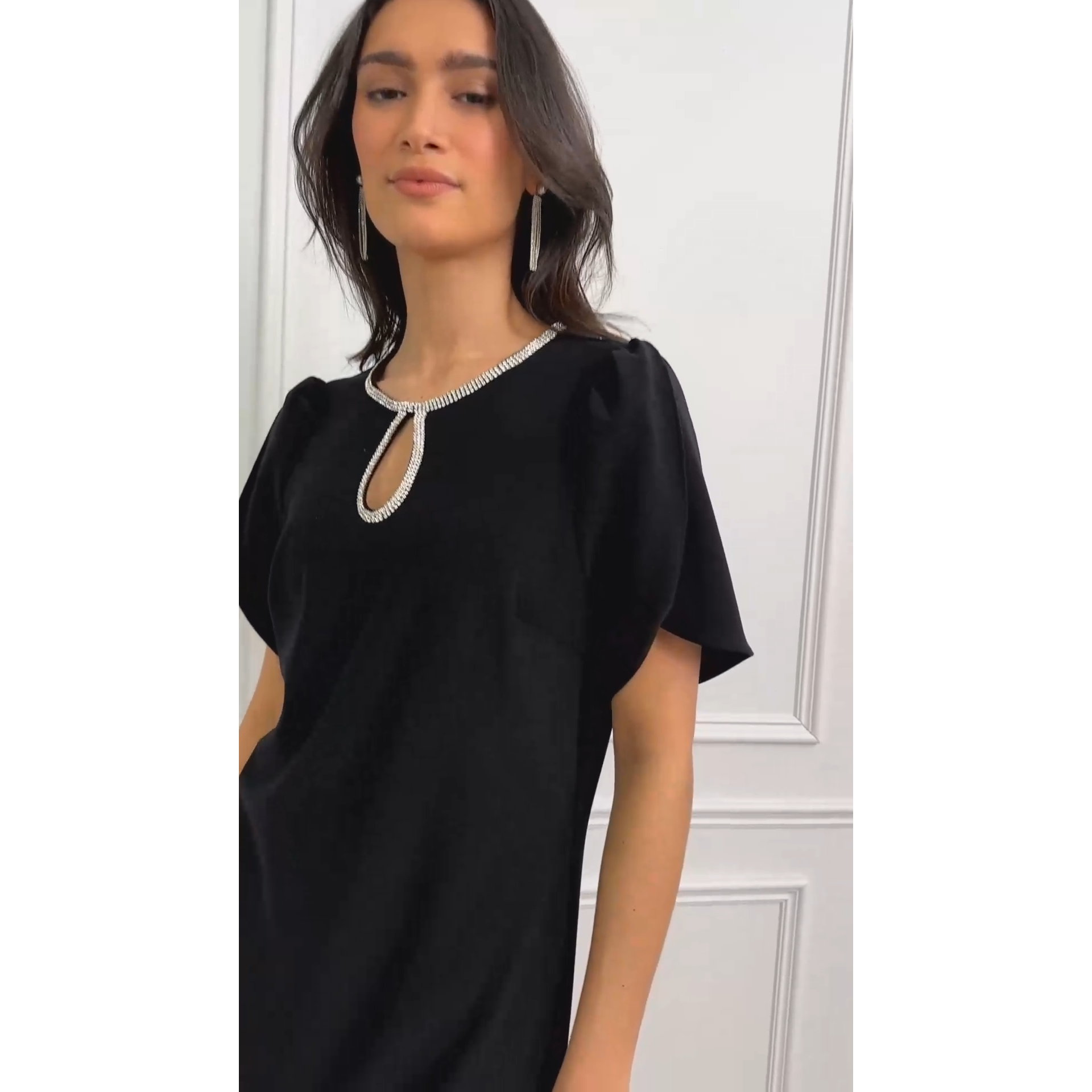 Jewel Embellished Shift Dress Style 259019