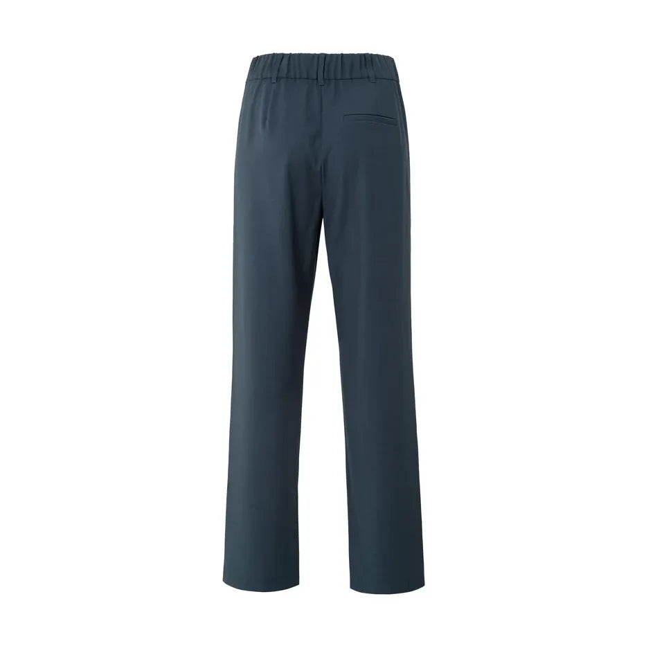 Woven Wide Leg Trousers w/ Decorative Seams & Slit