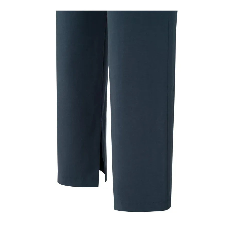 Woven Wide Leg Trousers w/ Decorative Seams & Slit