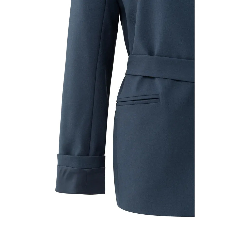 Woven Blazer with Belt and Folded Cuff Detail