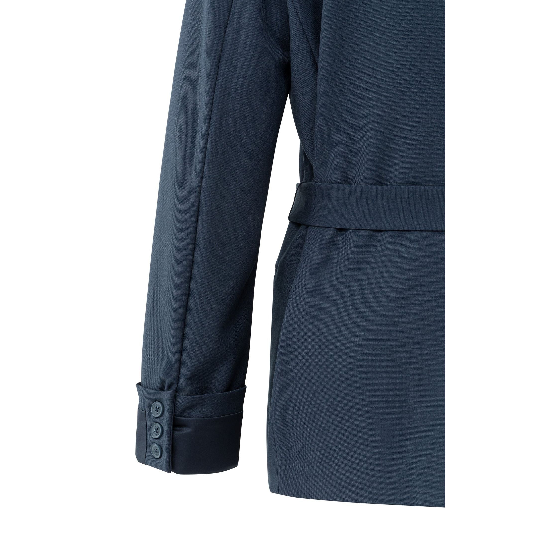 Woven Blazer with Belt and Folded Cuff Detail