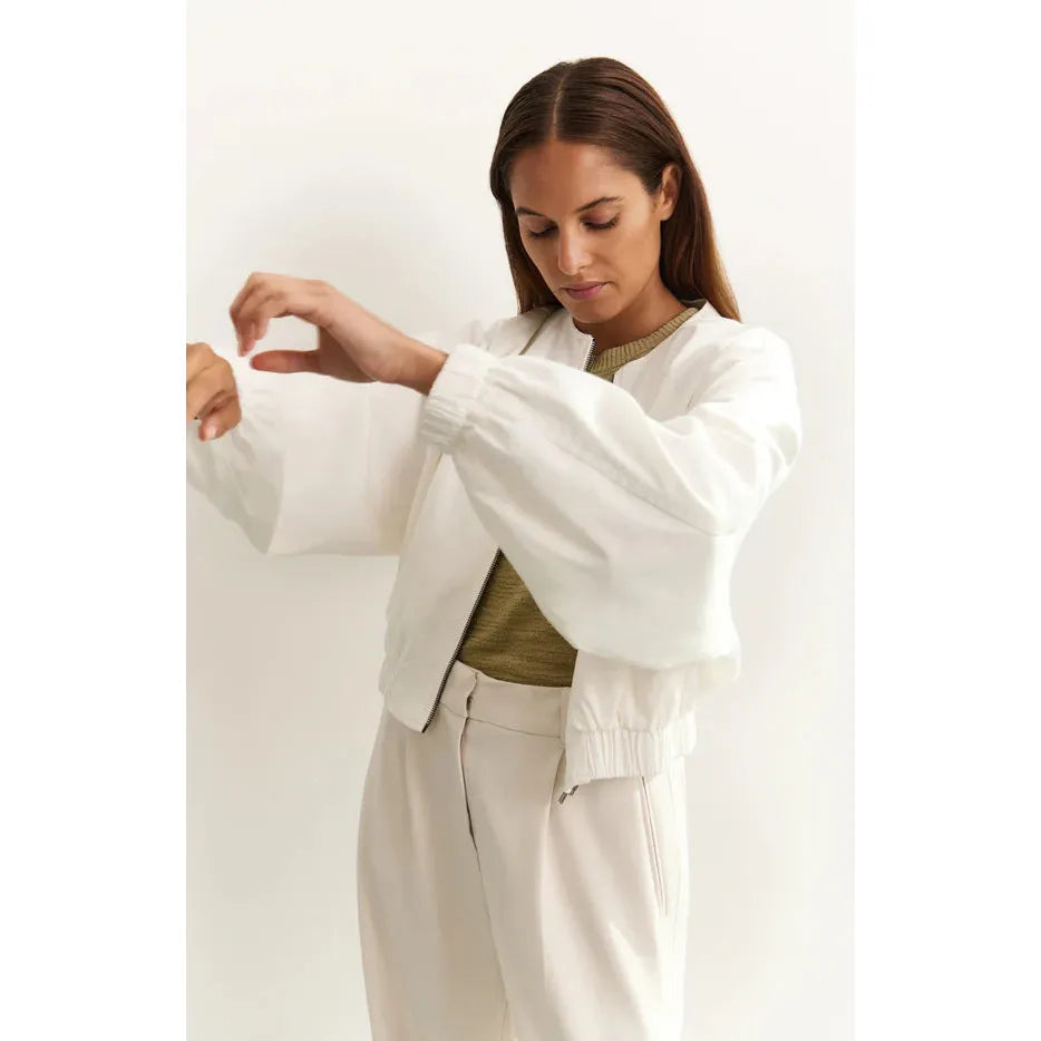 Woven Cropped Summer Bomber Jacket
