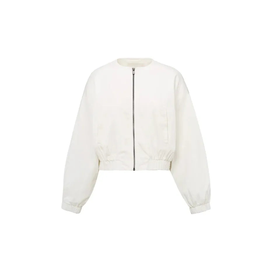 Woven Cropped Summer Bomber Jacket
