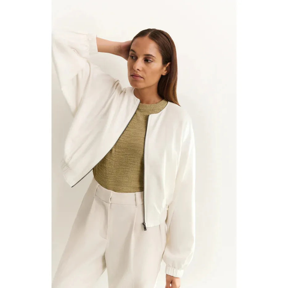 Woven Cropped Summer Bomber Jacket