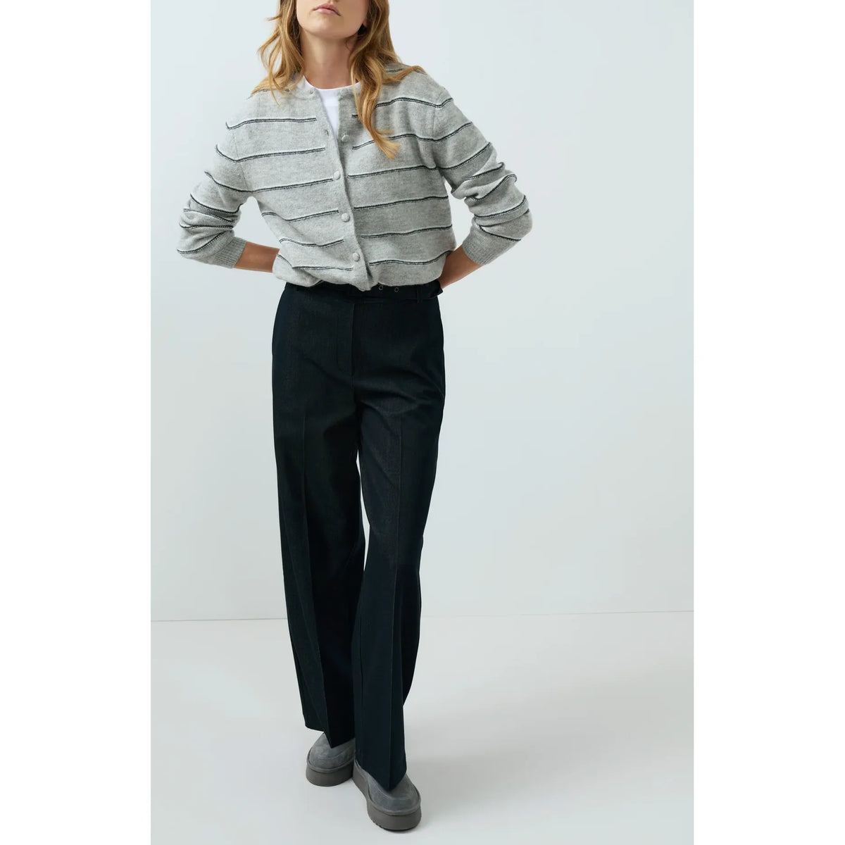 Woven Wide Leg Trousers w/ Belt