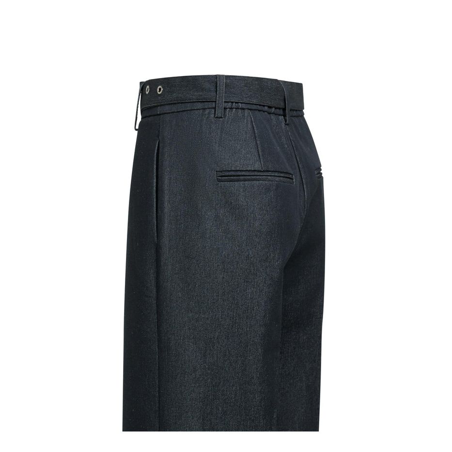 Woven Wide Leg Trousers w/ Belt
