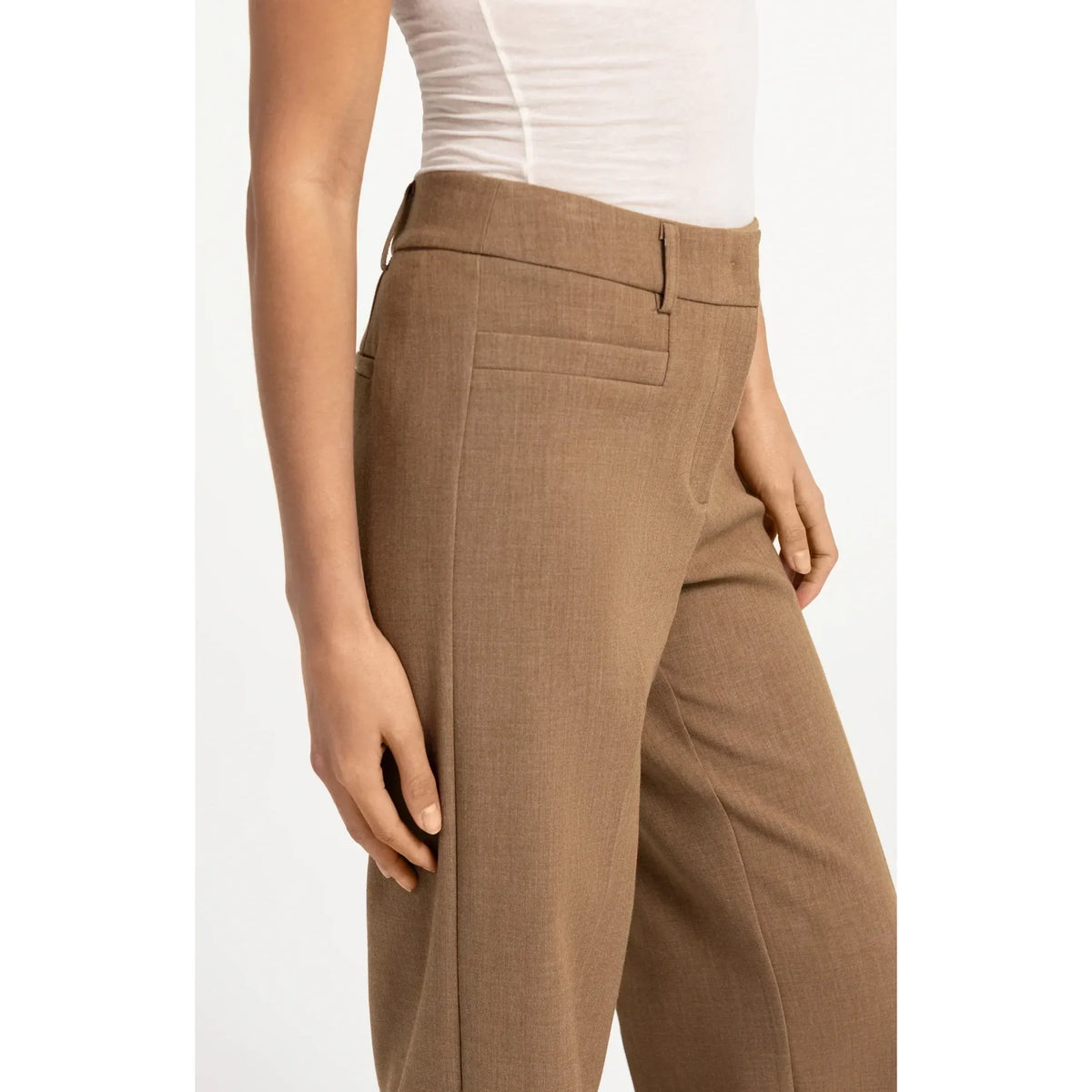 Woven Straight Leg Trouser|Mid Waist