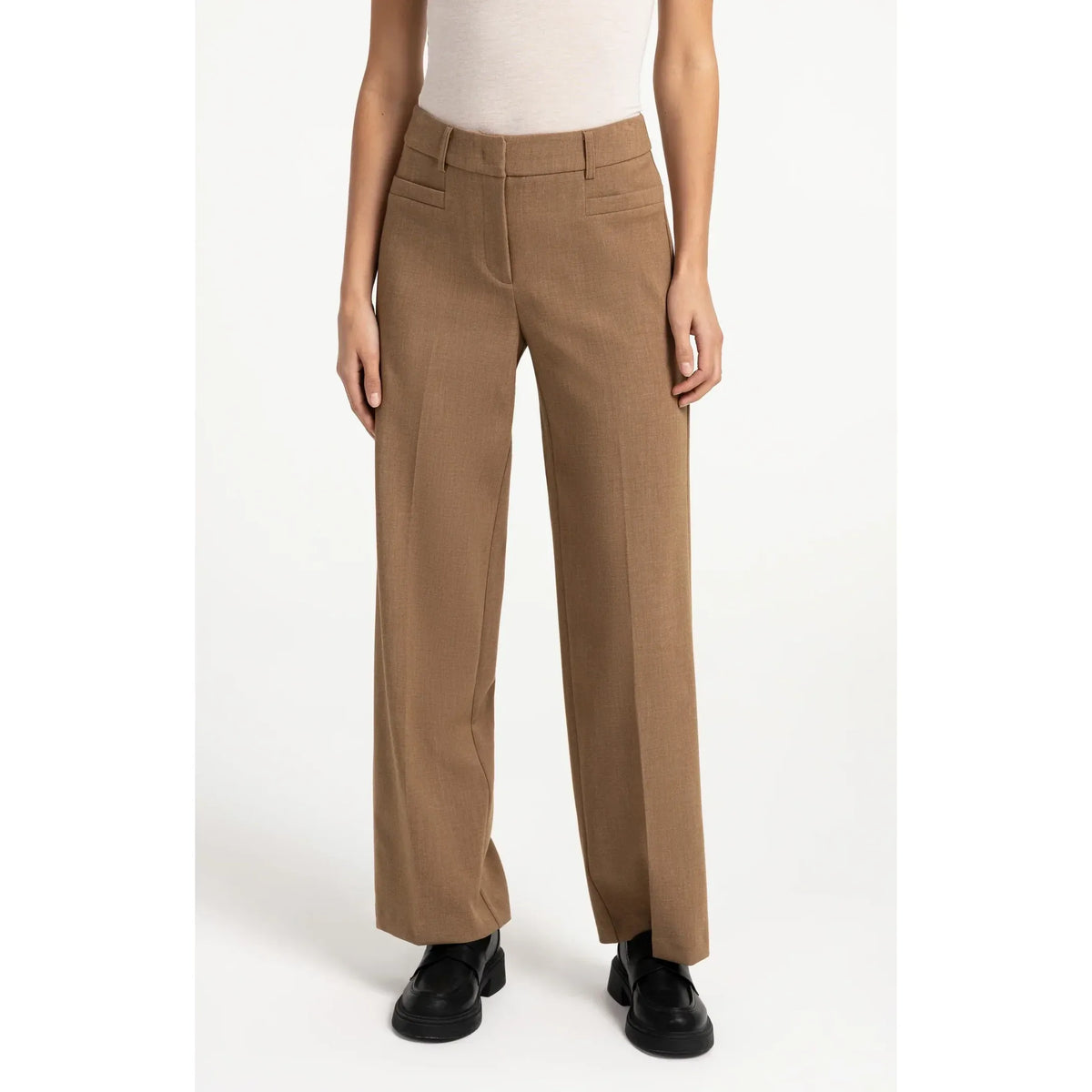 Woven Straight Leg Trouser|Mid Waist