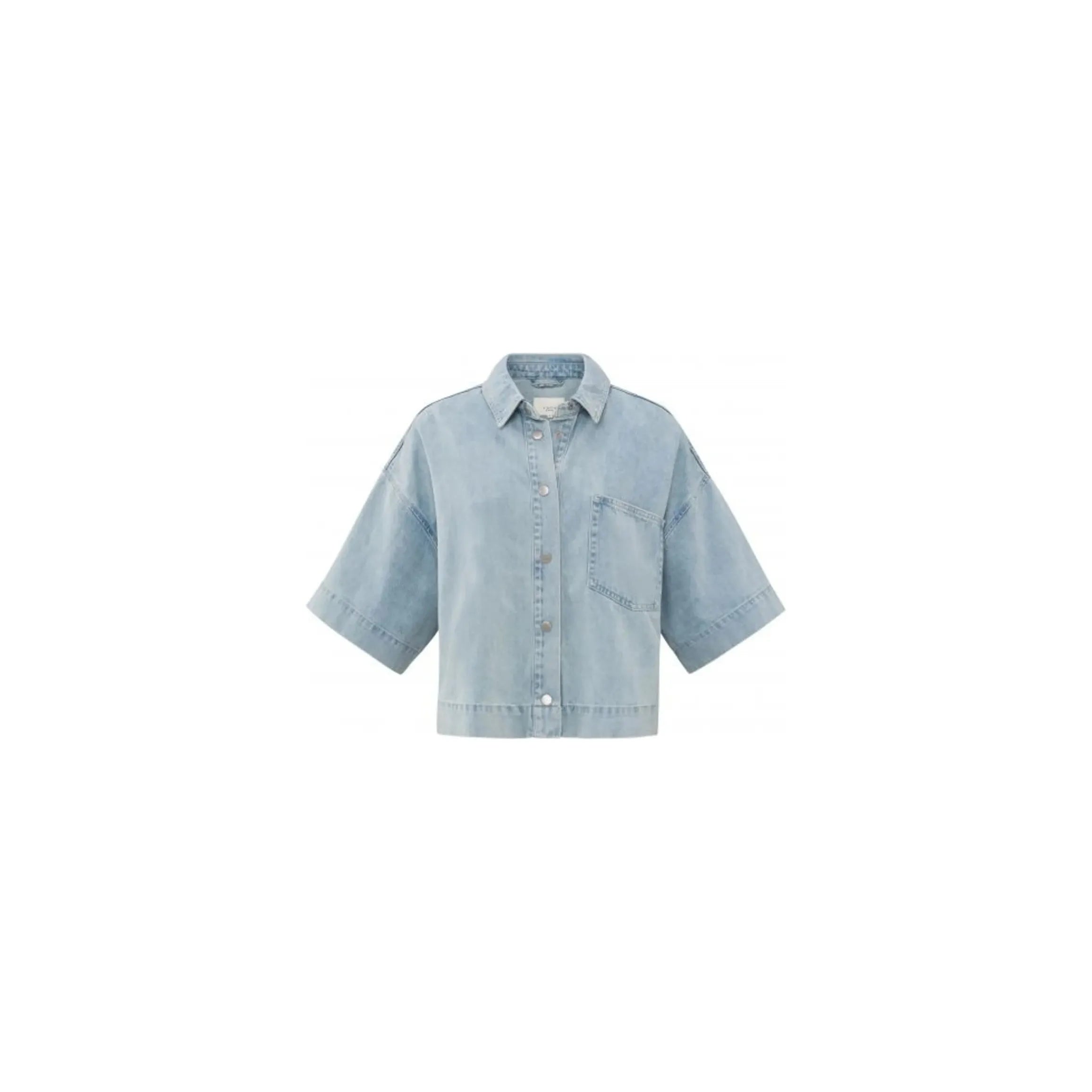 Oversized Cropped Light Denim Jacket