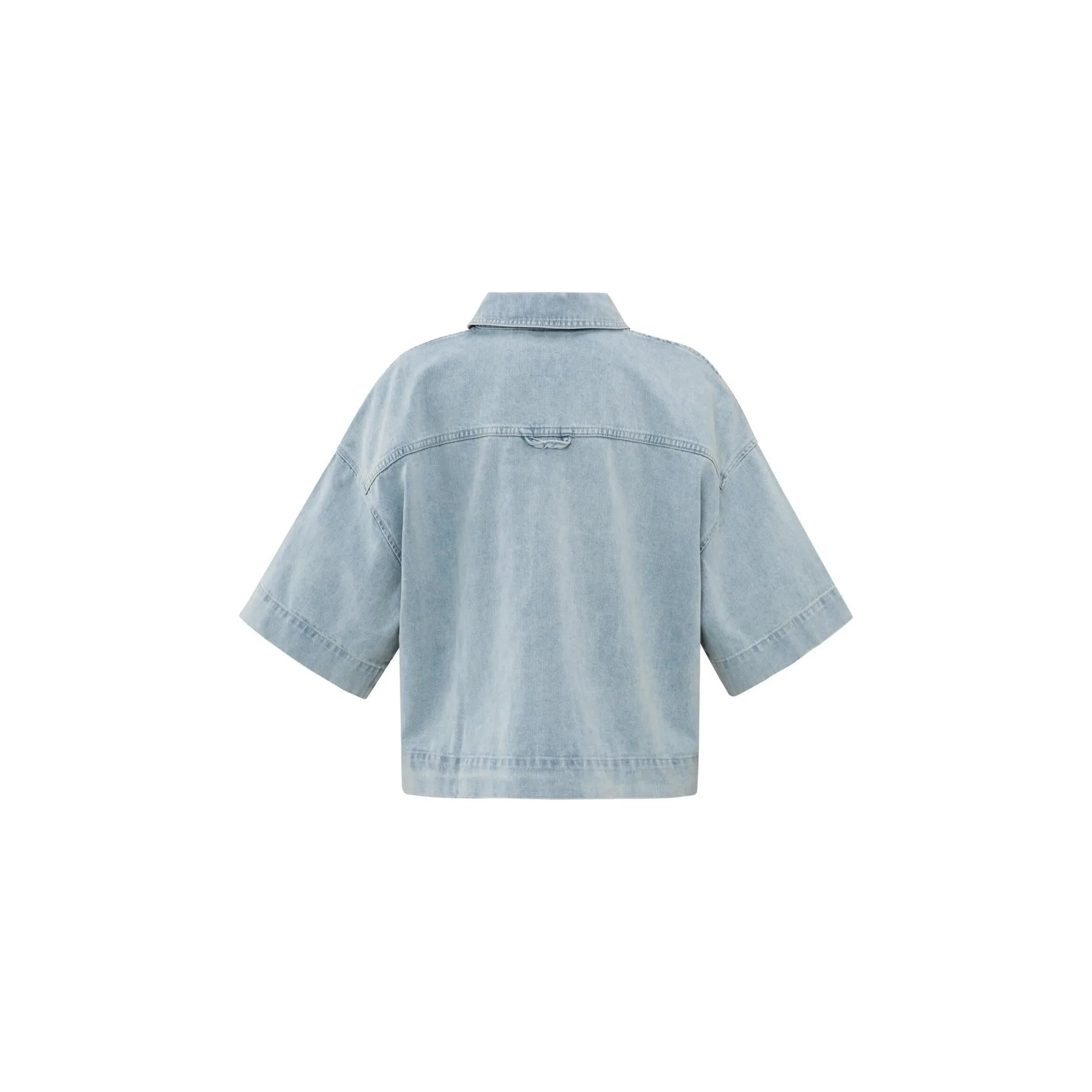 Oversized Cropped Light Denim Jacket