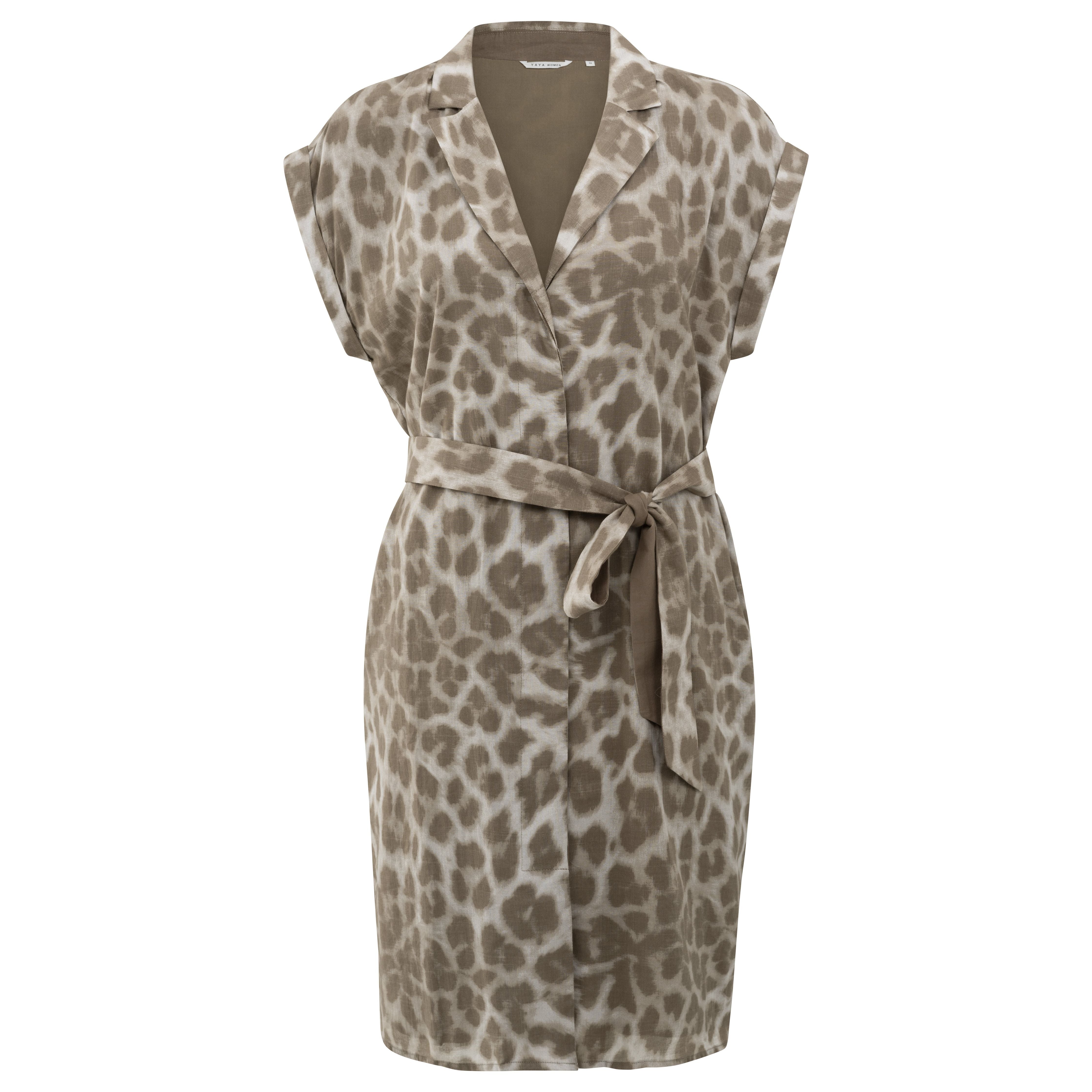 Leopard Print Belted Midi Dress