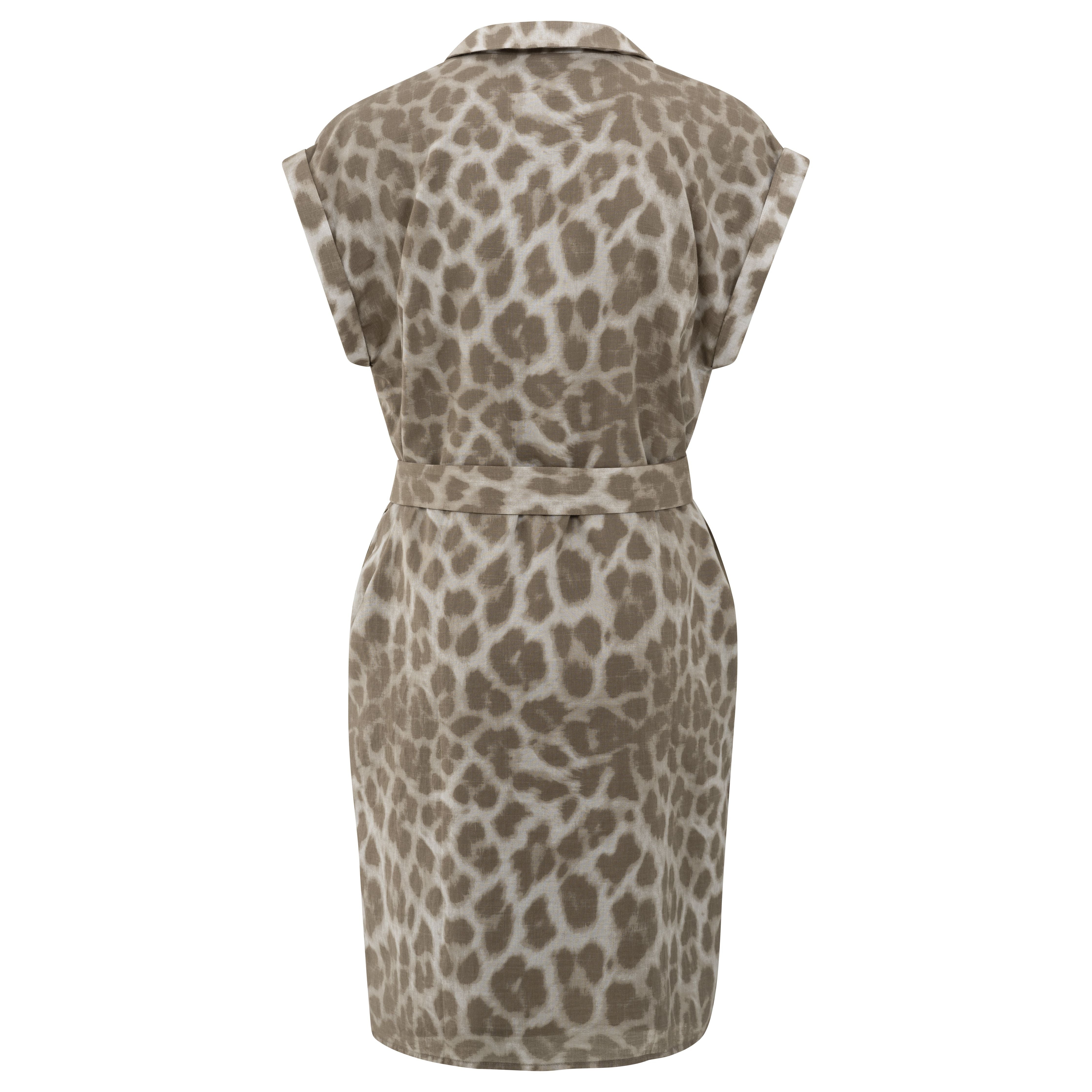 Leopard Print Belted Midi Dress