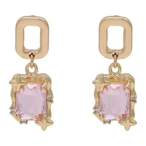 Merx 03-02453-1 Pink Crystal Earrings
