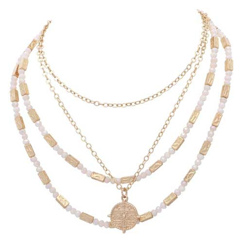 Merx 06-02429-1 Pre-Layered Long Pendant Beaded Necklace