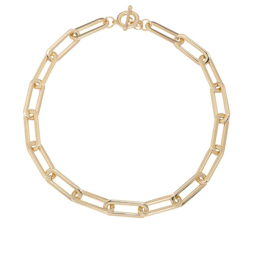 Merx 06-14159-1 Gold Paper Clip Chain Necklace