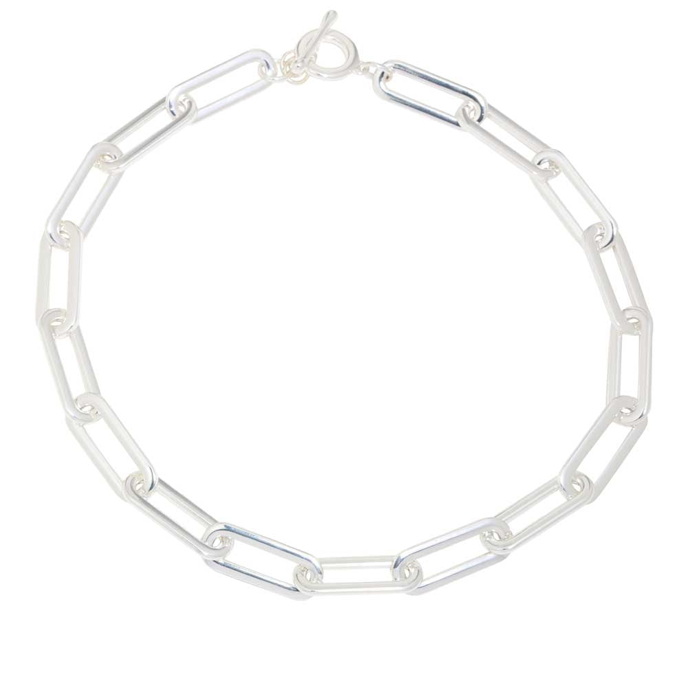 Merx 06-14159 Silver Paper Clip Chain Necklace