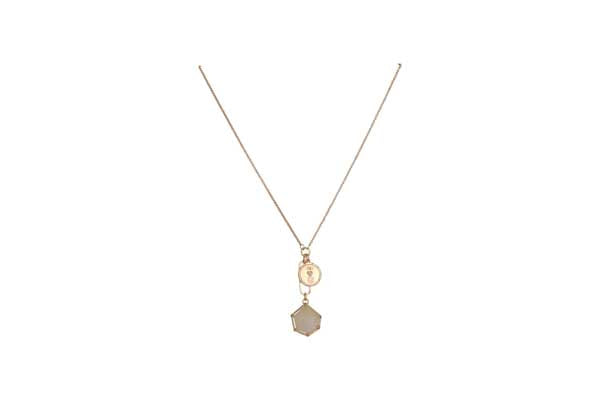 Merx Gold & Rose Quartz Necklace- Style 06-14182-1