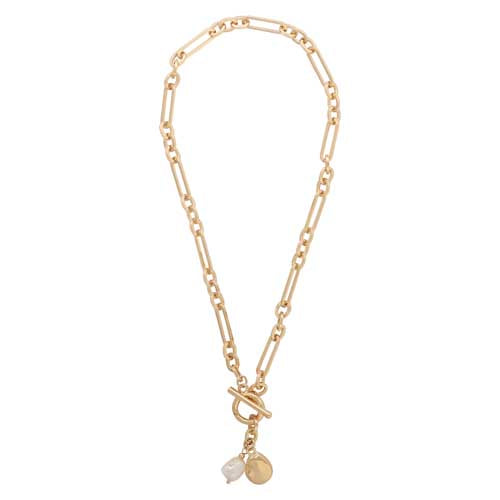 Merx 06-14236-1 Gold Chain with Pearl Necklace