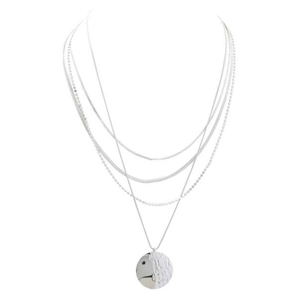 Merx 06-5600-01 Short Silver Hammered Necklace