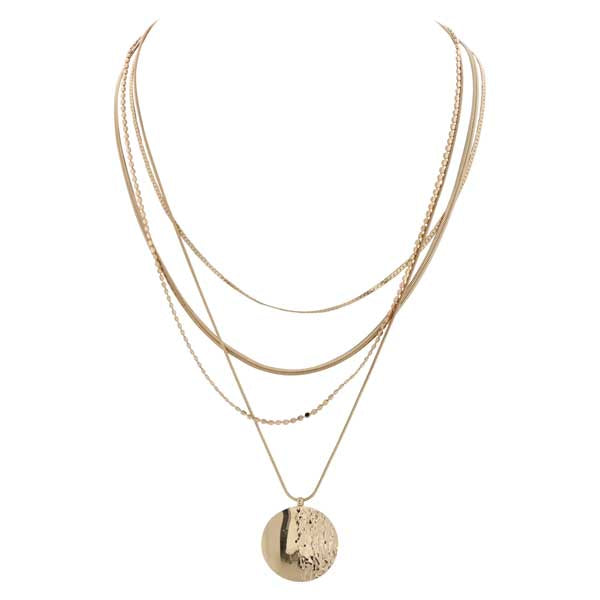 Merx 06-5600-02 Short Gold Hammered Necklace