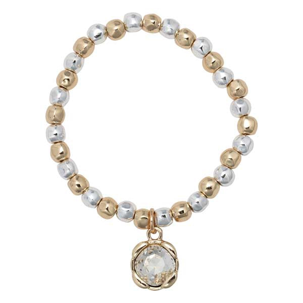 Merx Fashion Chain Bracelet Shiny Silver/Gold Clear Crystal