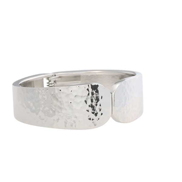Merx 07-14412 Hammered Rhodium Bangle Bracelet
