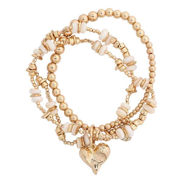Merx Fashion Chain Heart Bracelet Shiny Gold