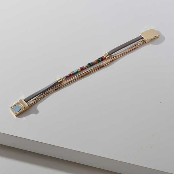 Merx 07-6594-02 Multi Color Beads and Gold Magnetic Bracelet