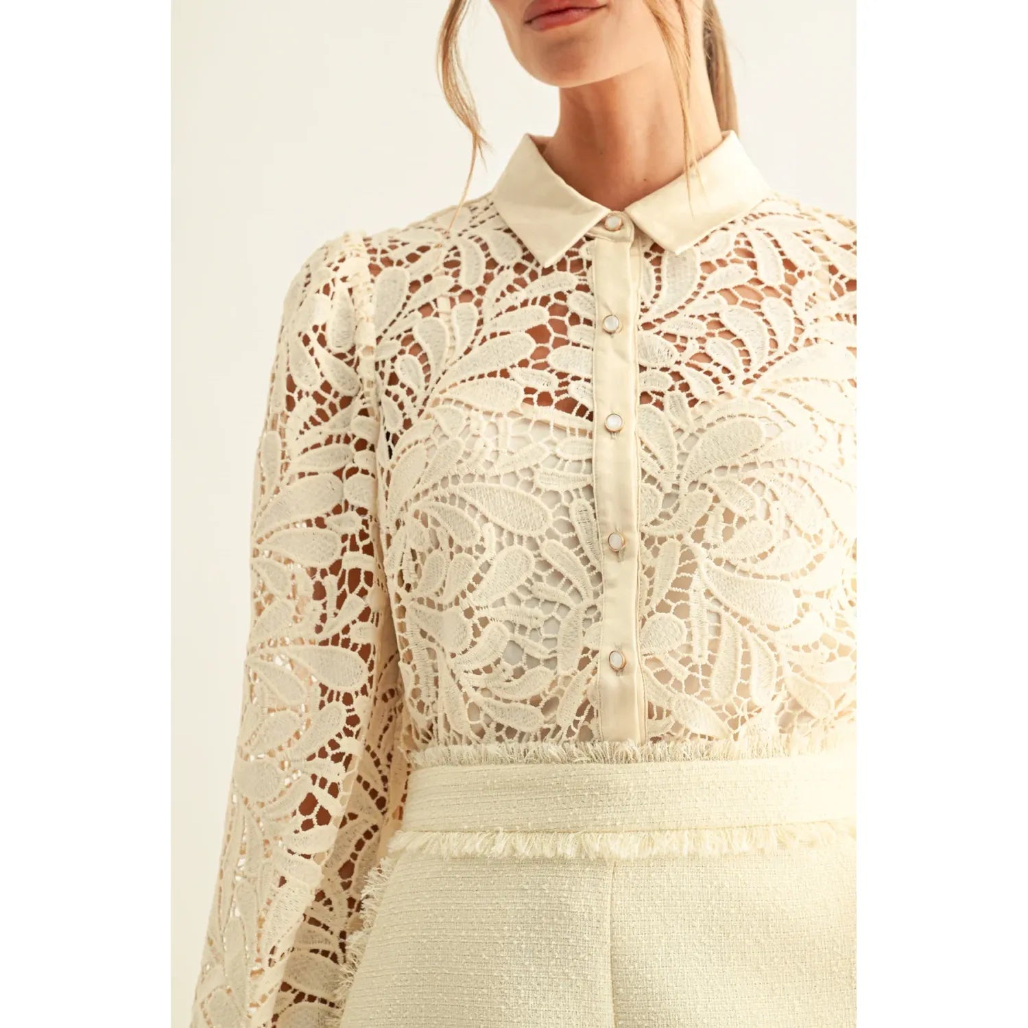 Diora Contrast Detail Lace Shirt