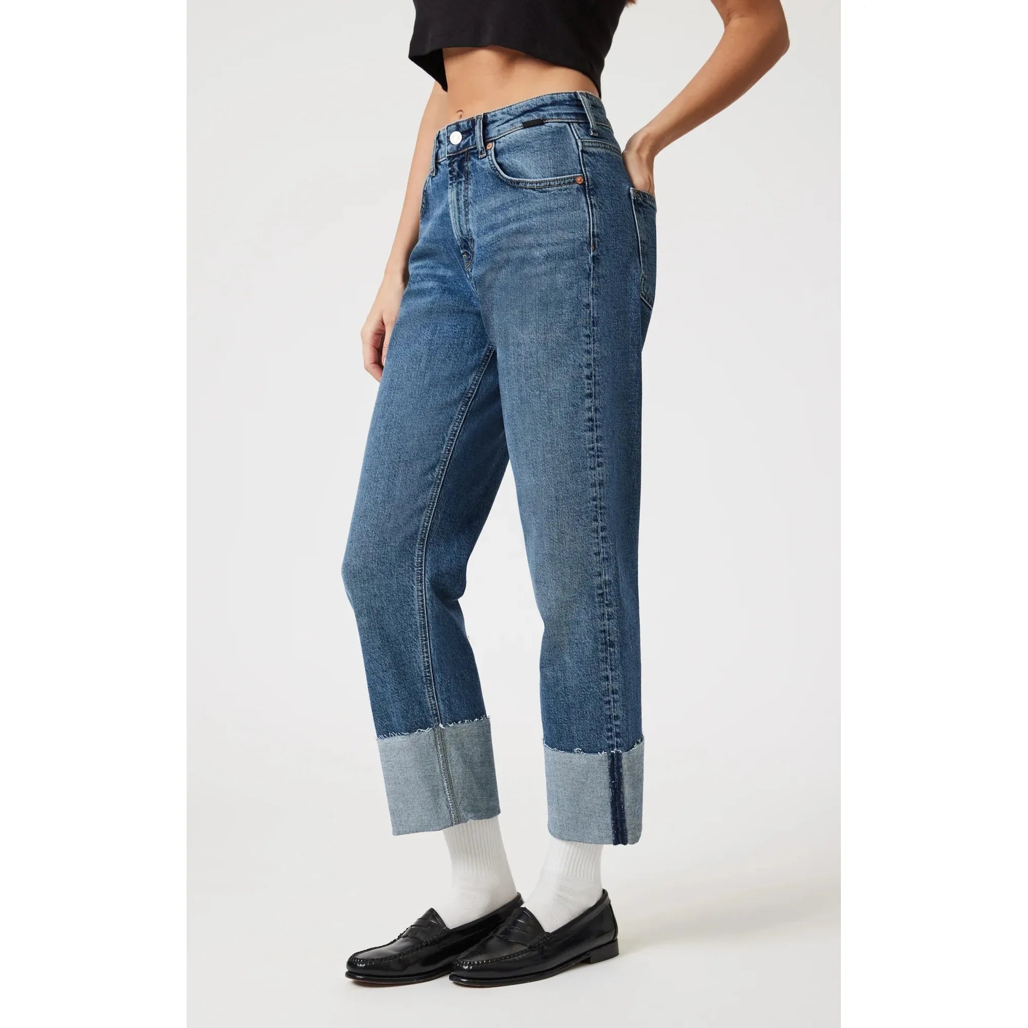 Savannah Cuffed Jeans | High Rise | Straight Leg