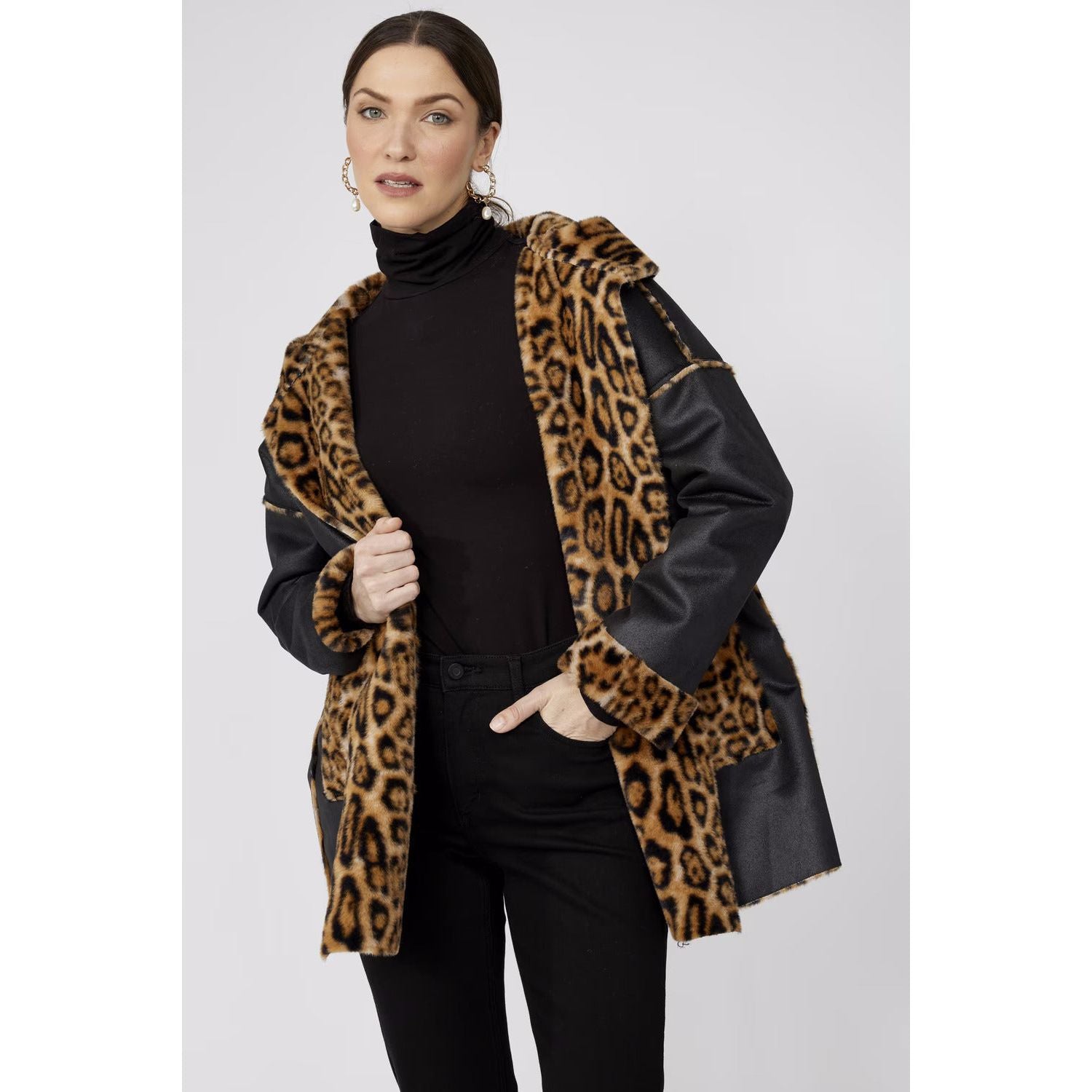 Faux Fur Leopard Coat