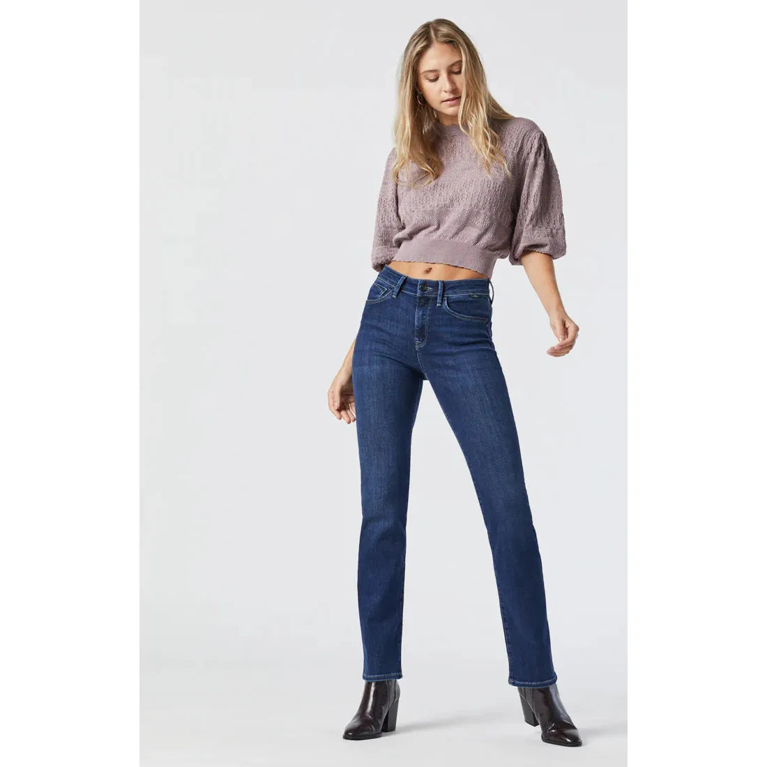 Kendra SuperSoft Straight Leg Jeans | High Rise | 32" Inseam | Dark Blue