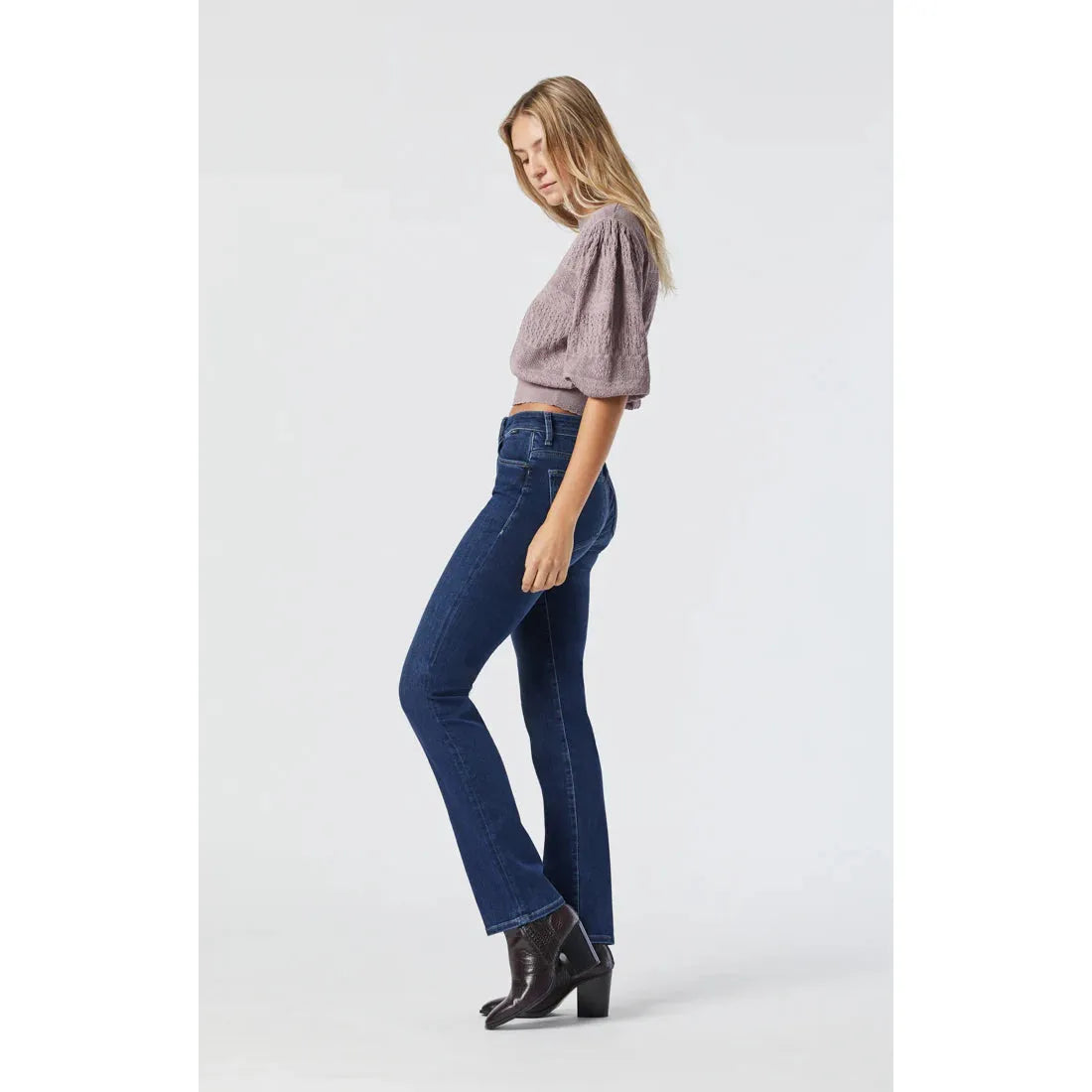 Kendra SuperSoft Straight Leg Jeans | High Rise | 32" Inseam | Dark Blue