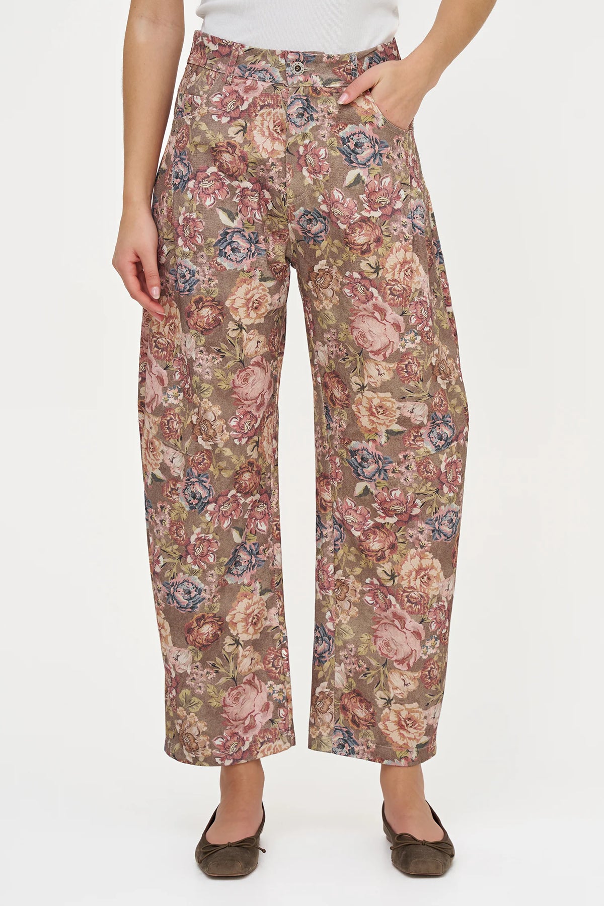 Floral Barrel Pants