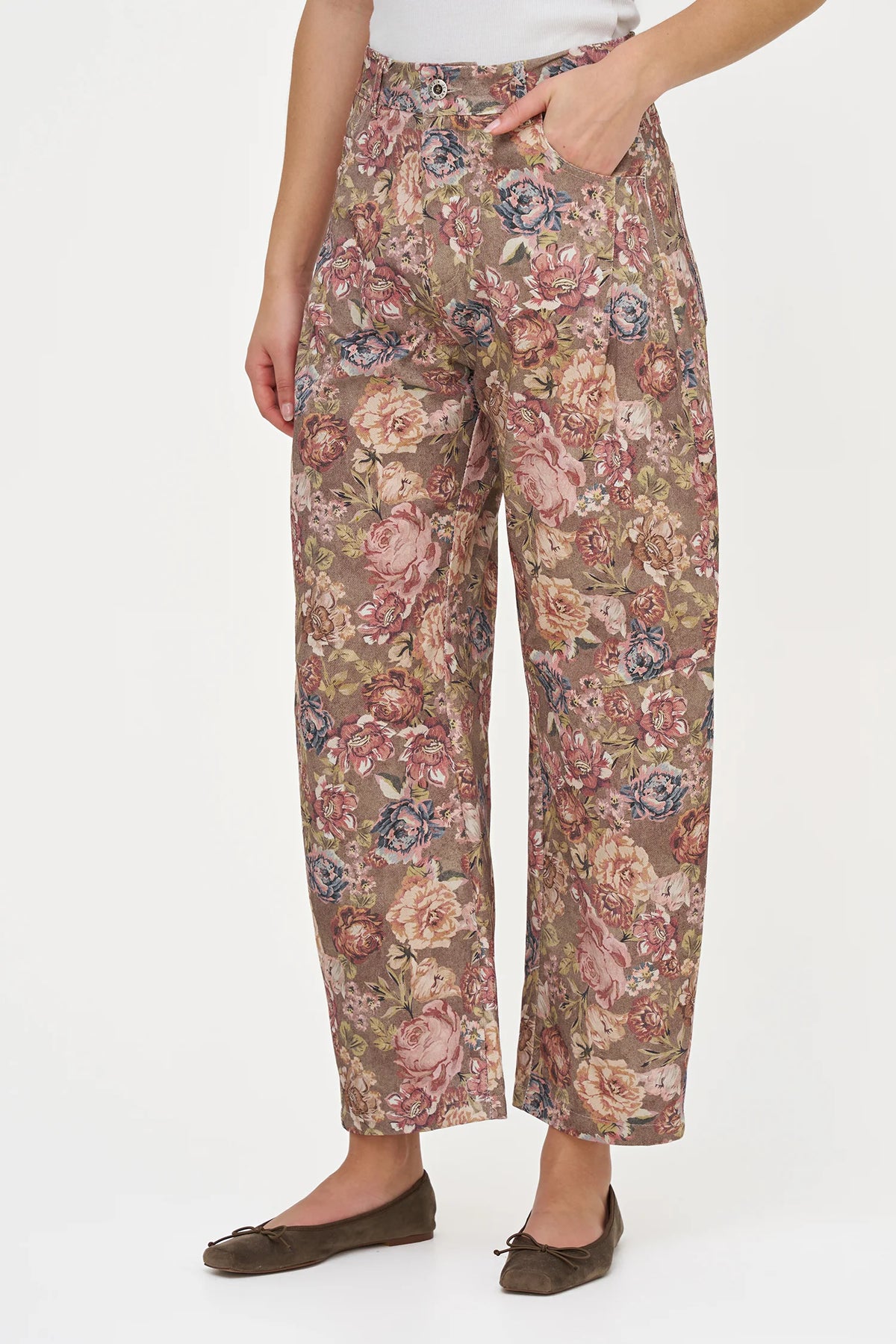 Floral Barrel Pants