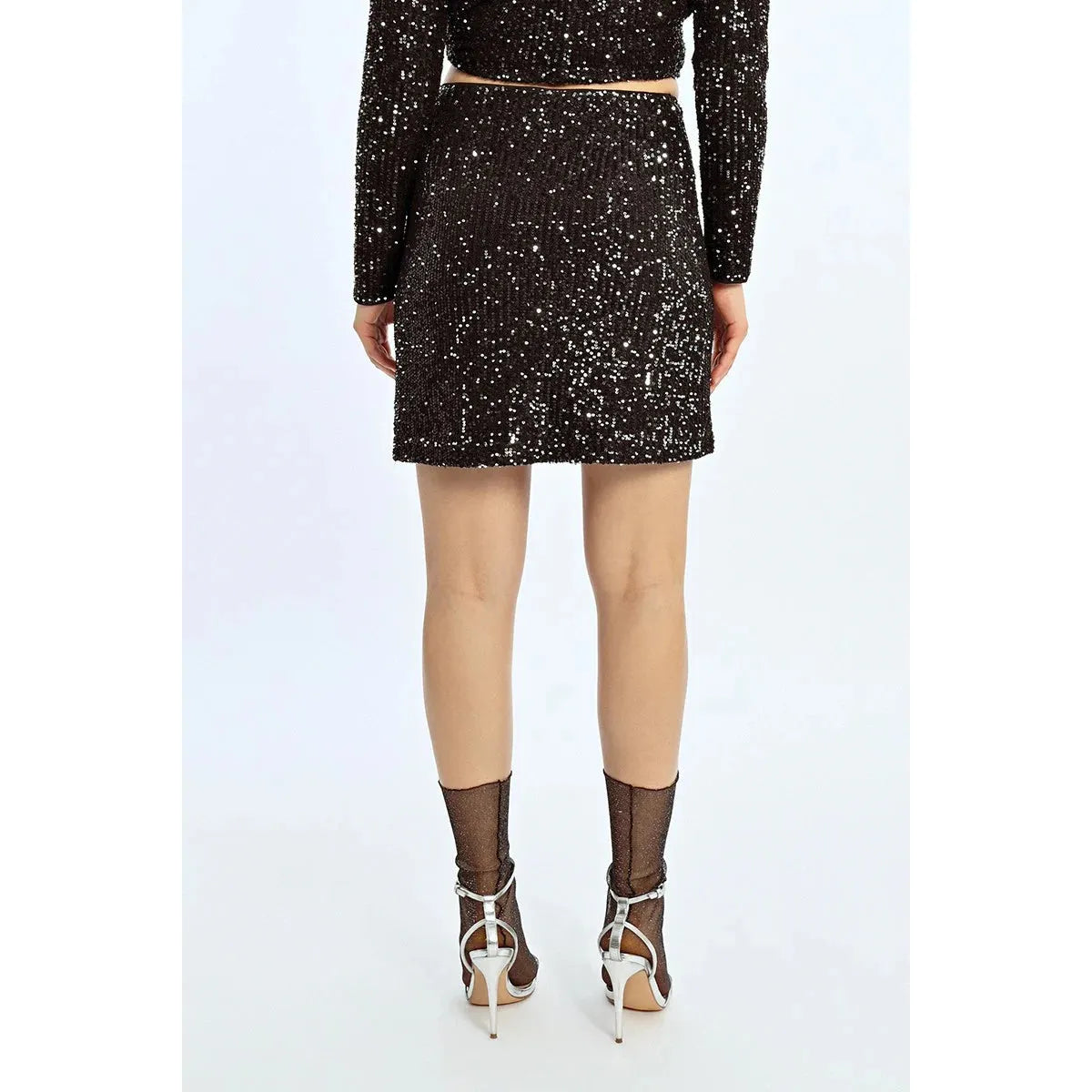 Black Sequin Mini Skirt