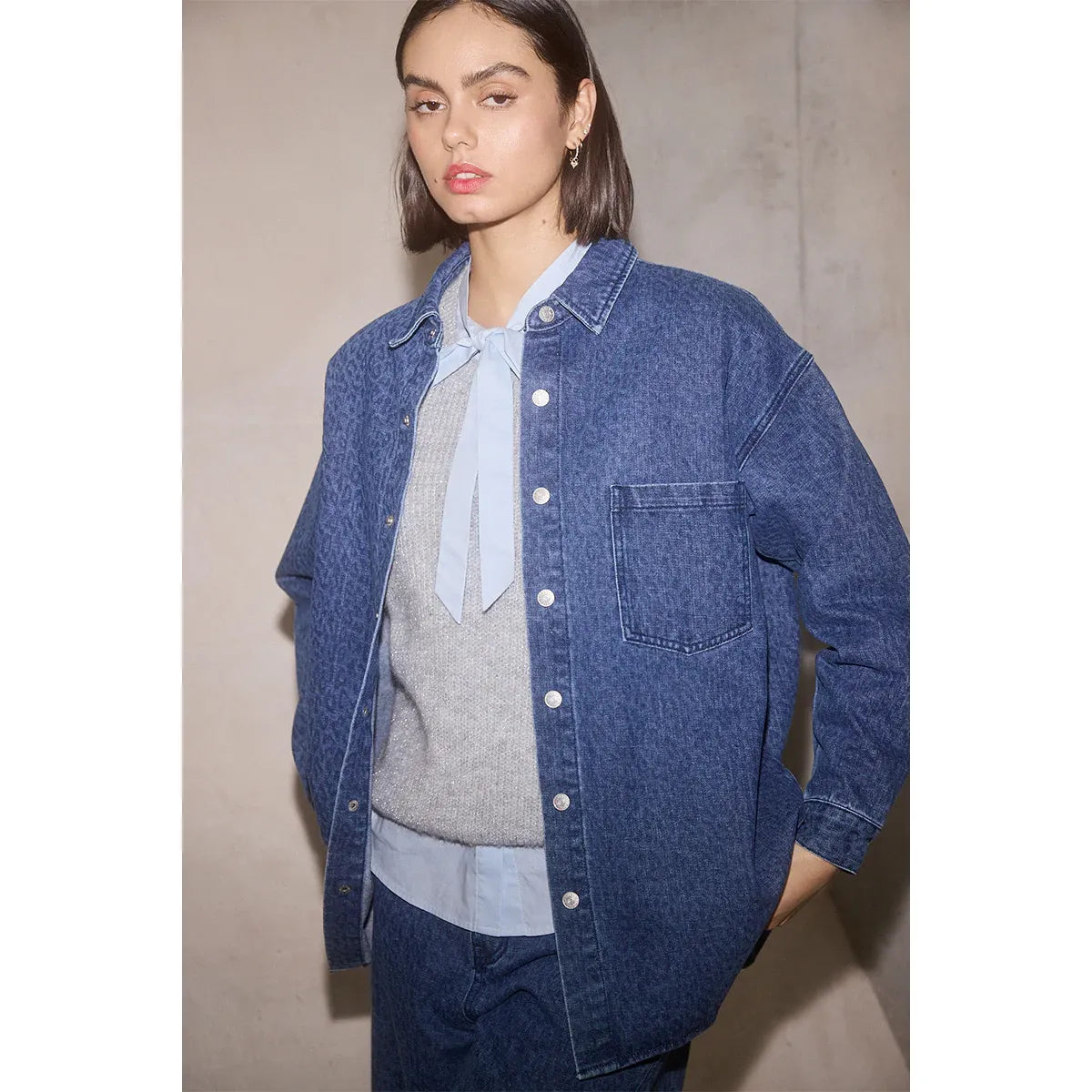 Blue Denim Cheetah Shirt
