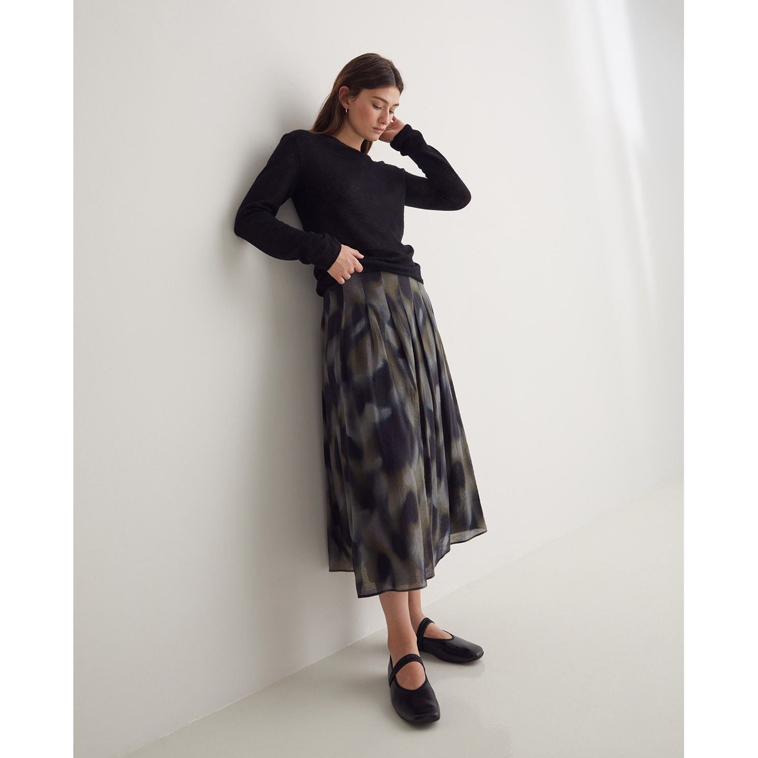 Multicoloured Flare Midi Skirt