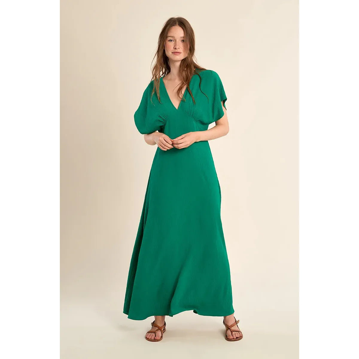 Emerald Drift Maxi Dress