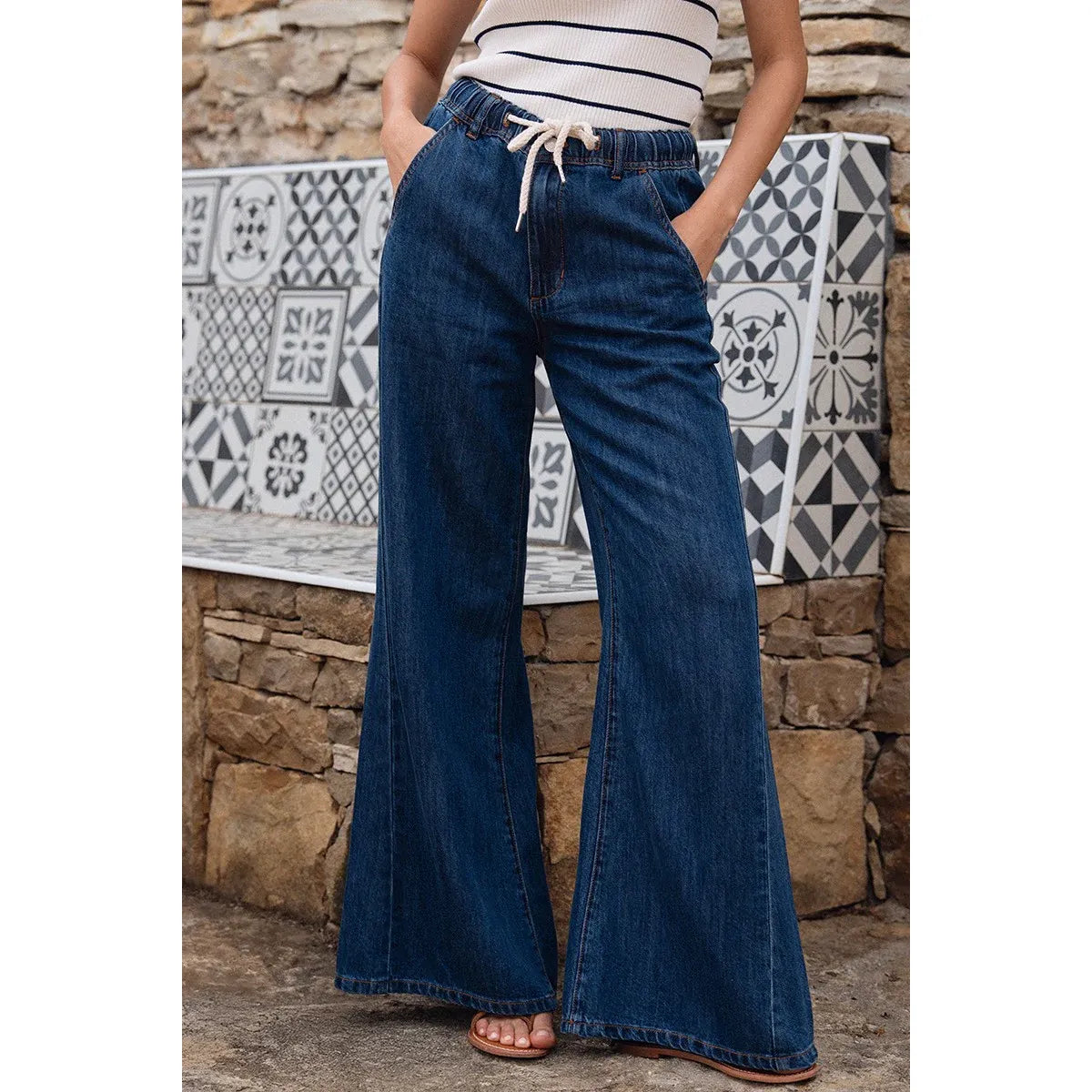 Drawstring Denim Pants