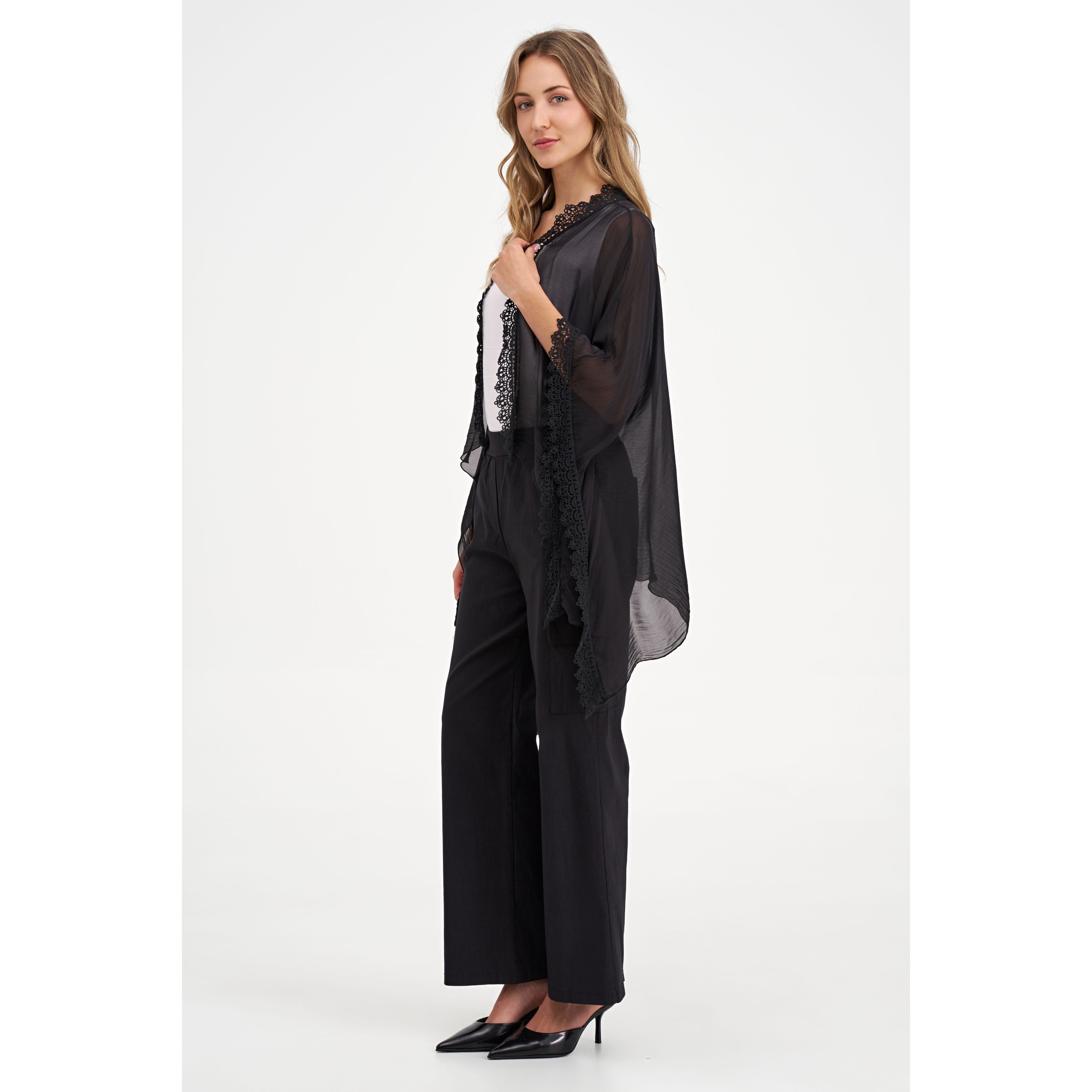 Midnight Lace Chiffon Cover-Up
